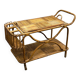 Rare large French Riviera rattan bar cart with bottle holder, 1960s
