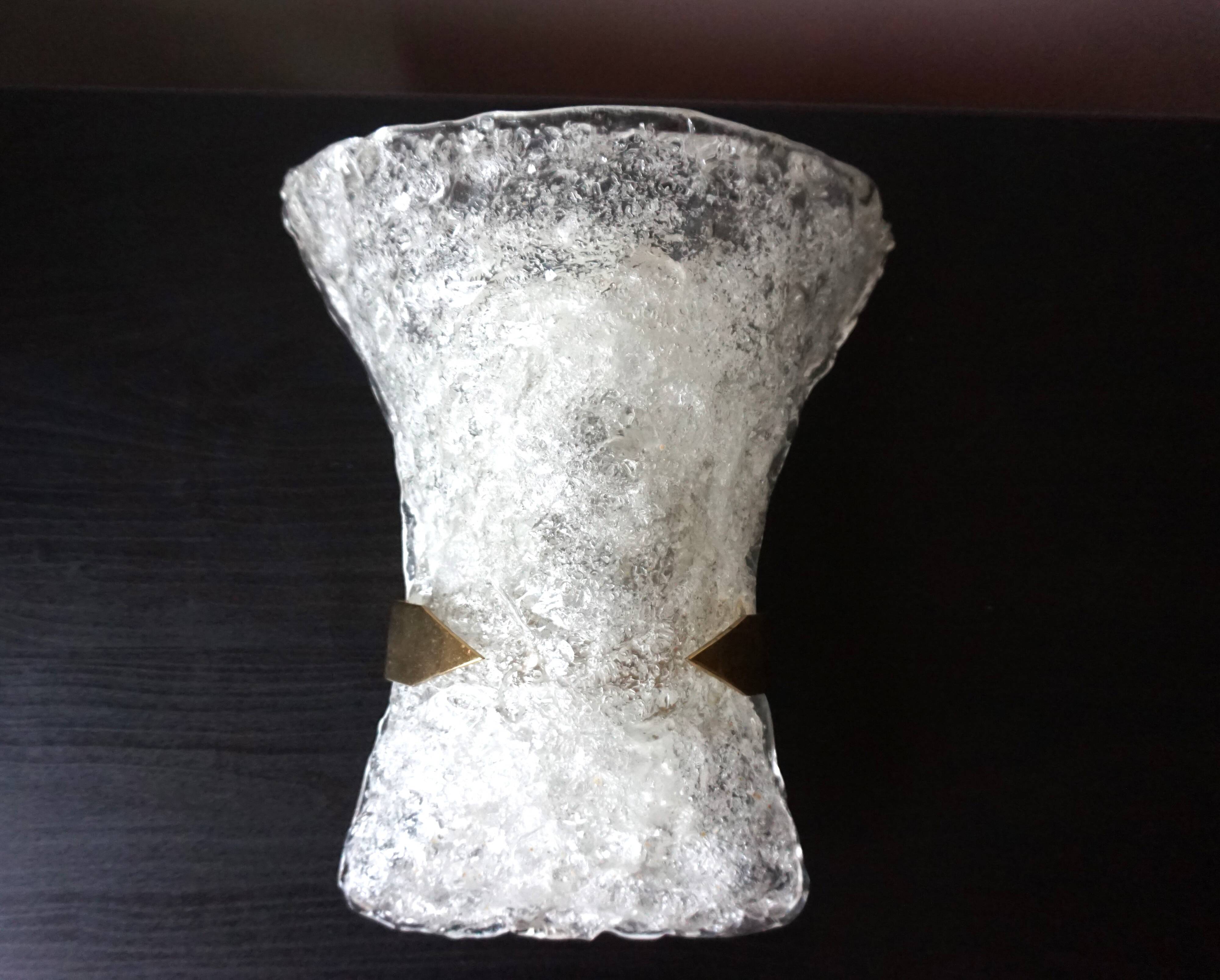 Hillebrand Murano ice glass wall lamp by Egon Hillebrand, 1960