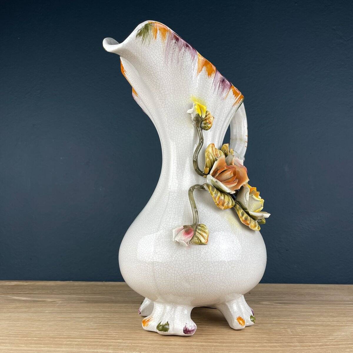 Vintage Italian ceramic pitcher from the mid-20th century by Bassano, 1970s.