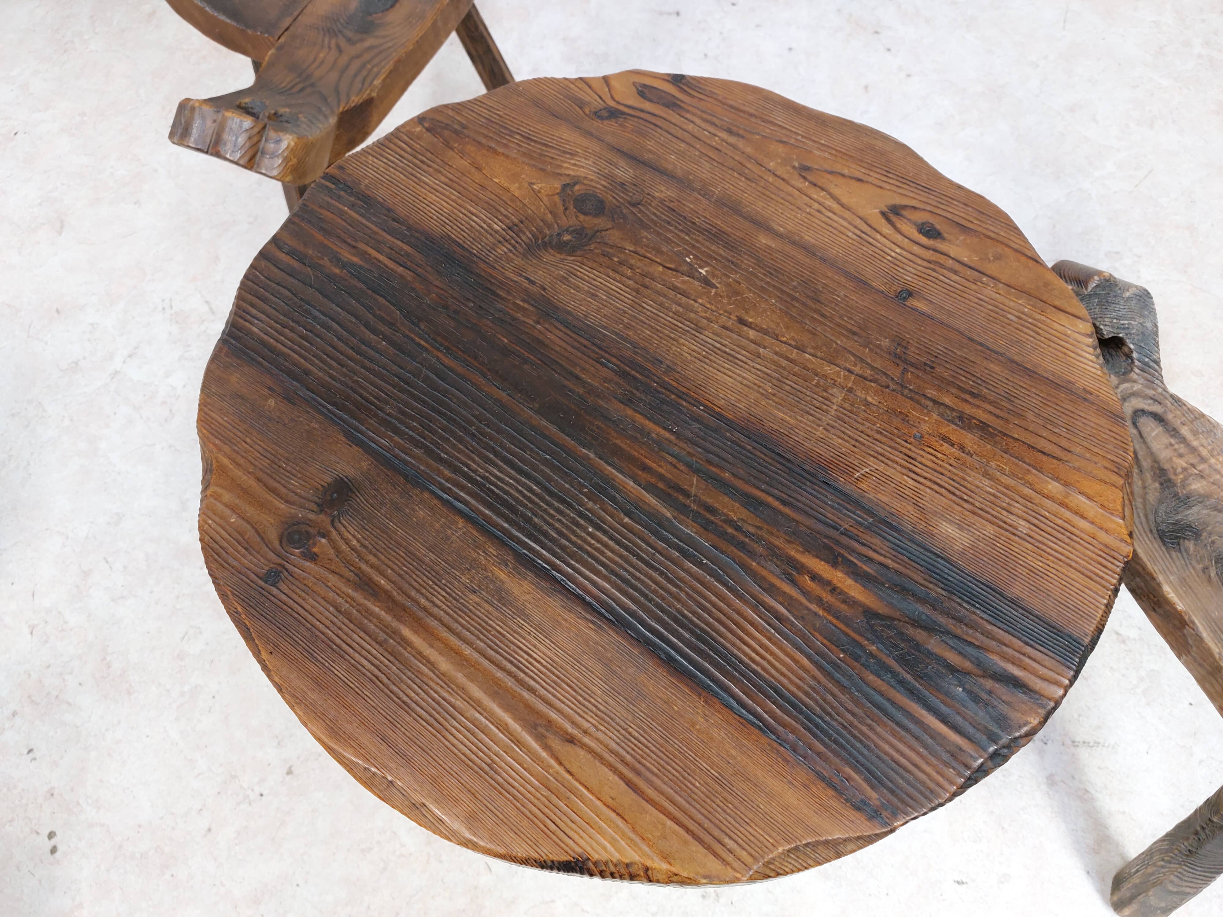 Coffee set coffee table and tripod low chairs - Spanish brutalist design - 1950s