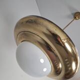 1920 Czechoslovak Art Deco Brass and Opaline Glass Pendant Lamp, Napako 134