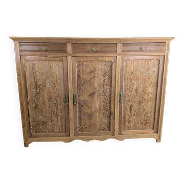 Large solid pitch pine sideboard, 206 x H150 cm, unique piece