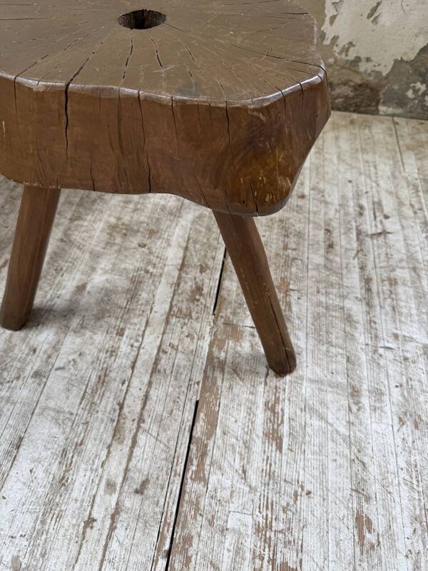 Paire de tabourets tripodes de berger chêne