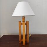 Modernist Scandinavian lamp in solid pine – Sweden, 1970s