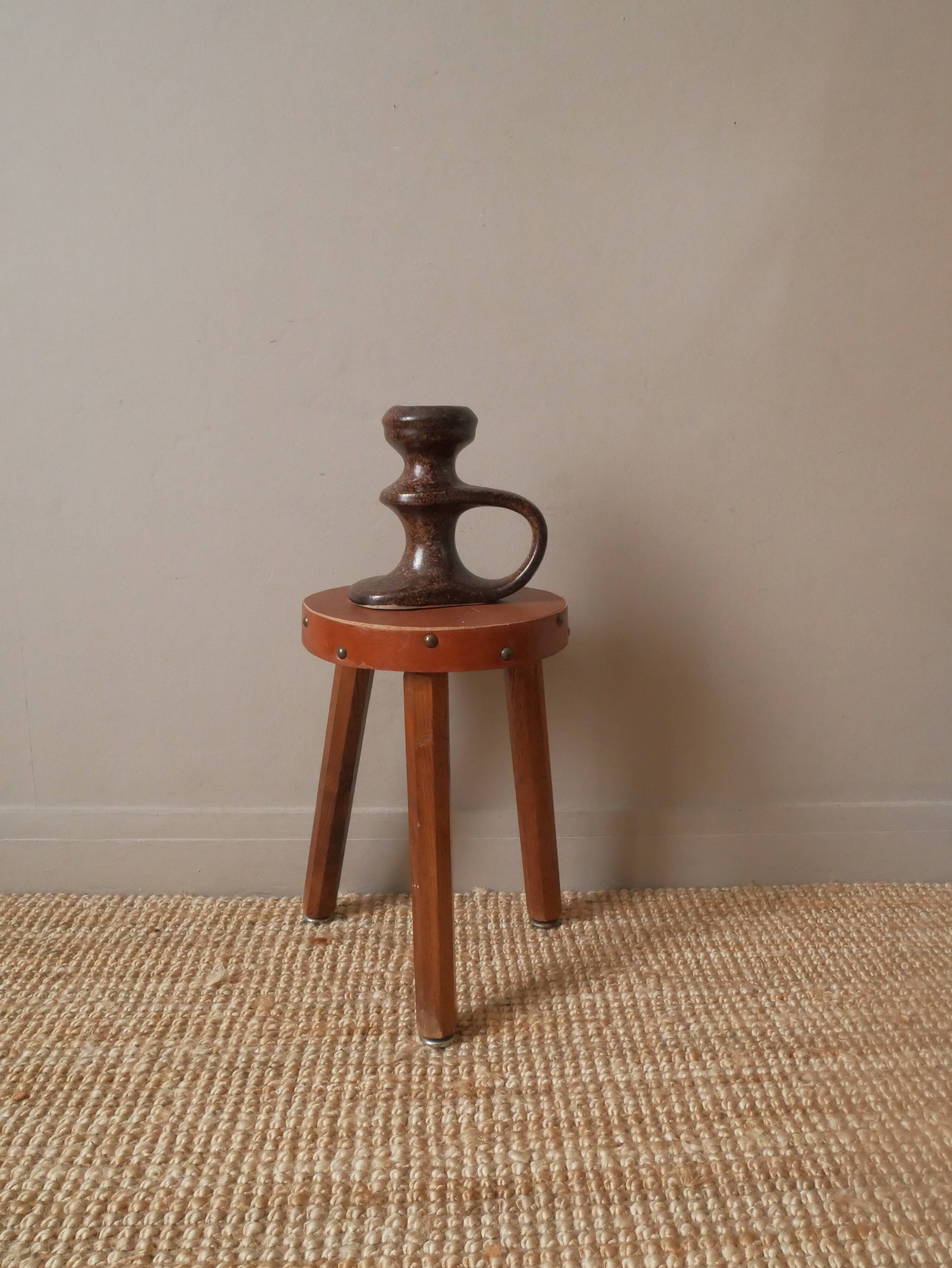 Vintage ceramic hand candle holder handmade pottery Scandinavian country spirit japandi