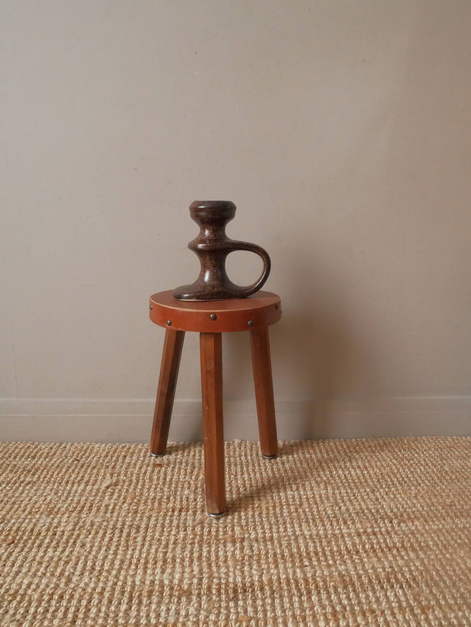 Vintage ceramic hand candle holder handmade pottery Scandinavian country spirit japandi