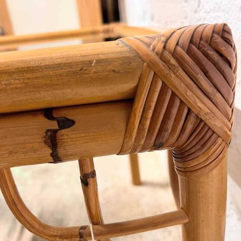 Rattan and glass side table