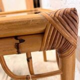 Rattan and glass side table