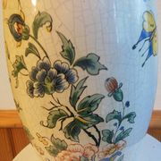 Vase craquelé à décor chinois et floral XlX ème siècle