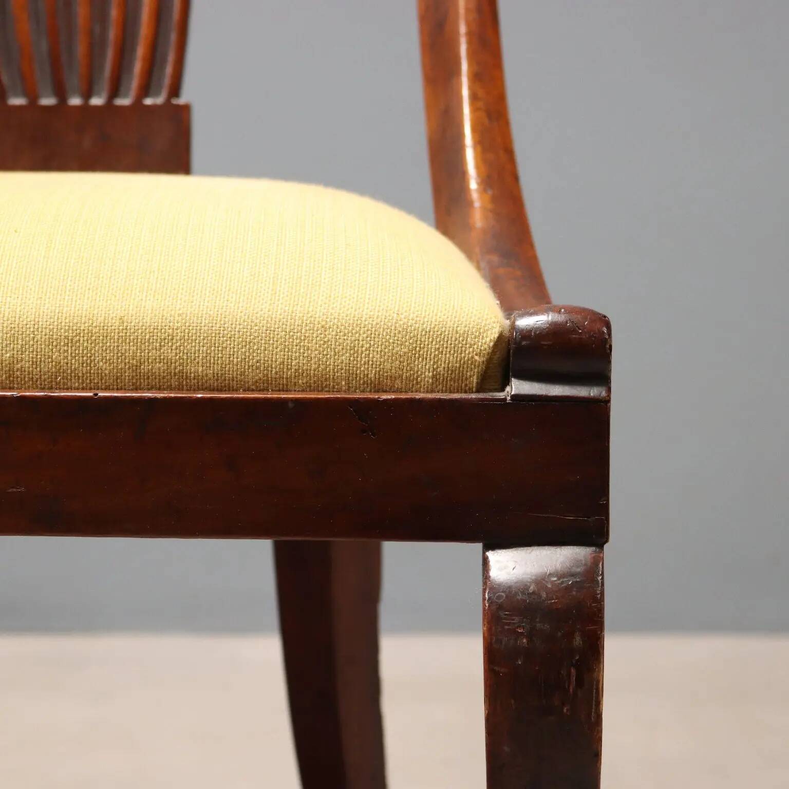 Antique Louis-Philippe walnut chairs, Italy, 19th century