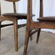 Set of 3 Vintage Wooden Dining Chairs with Brown Leather Seats / Mid-Centur