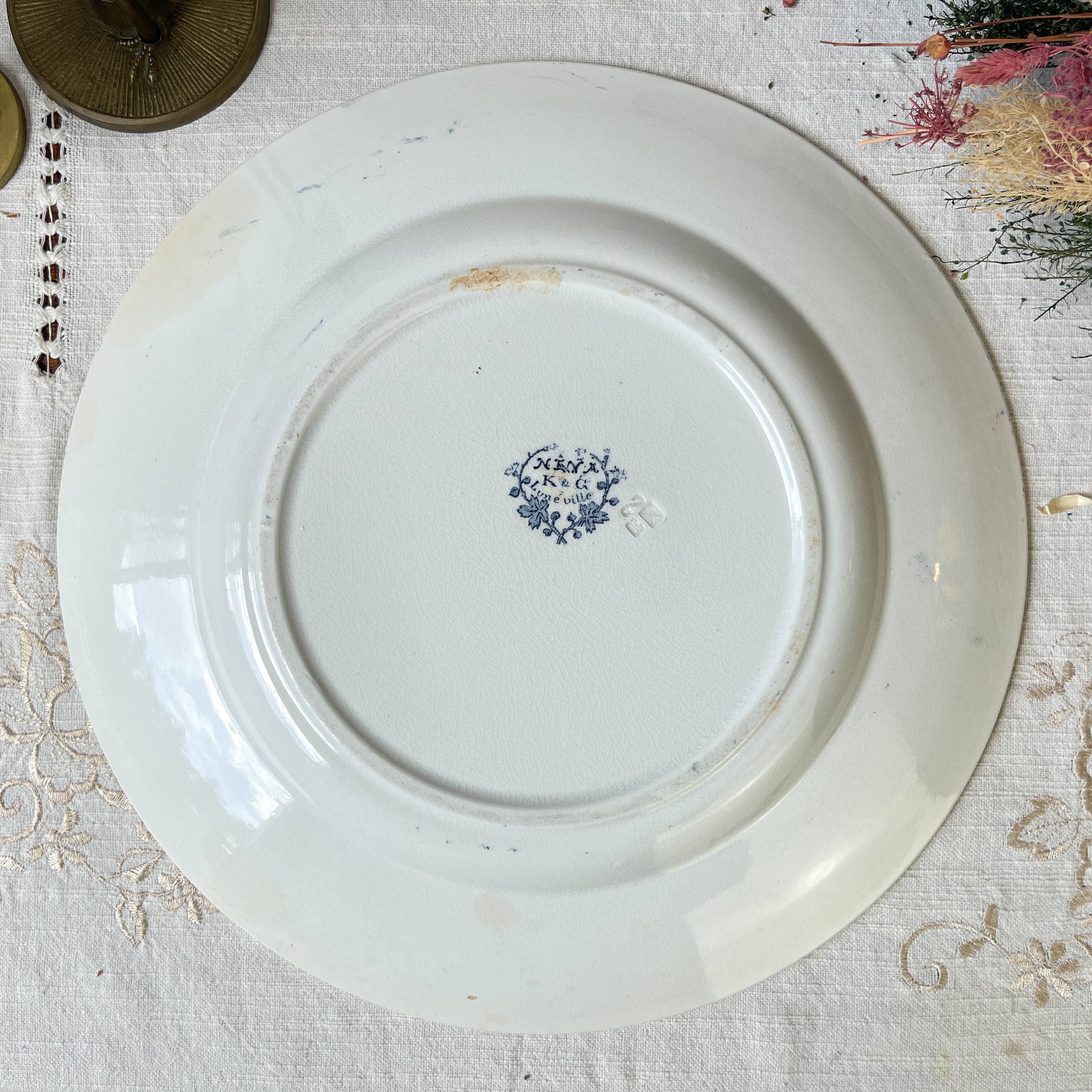 Vintage round dish Terre de fer LUNEVILLE model "NINA" Made in France