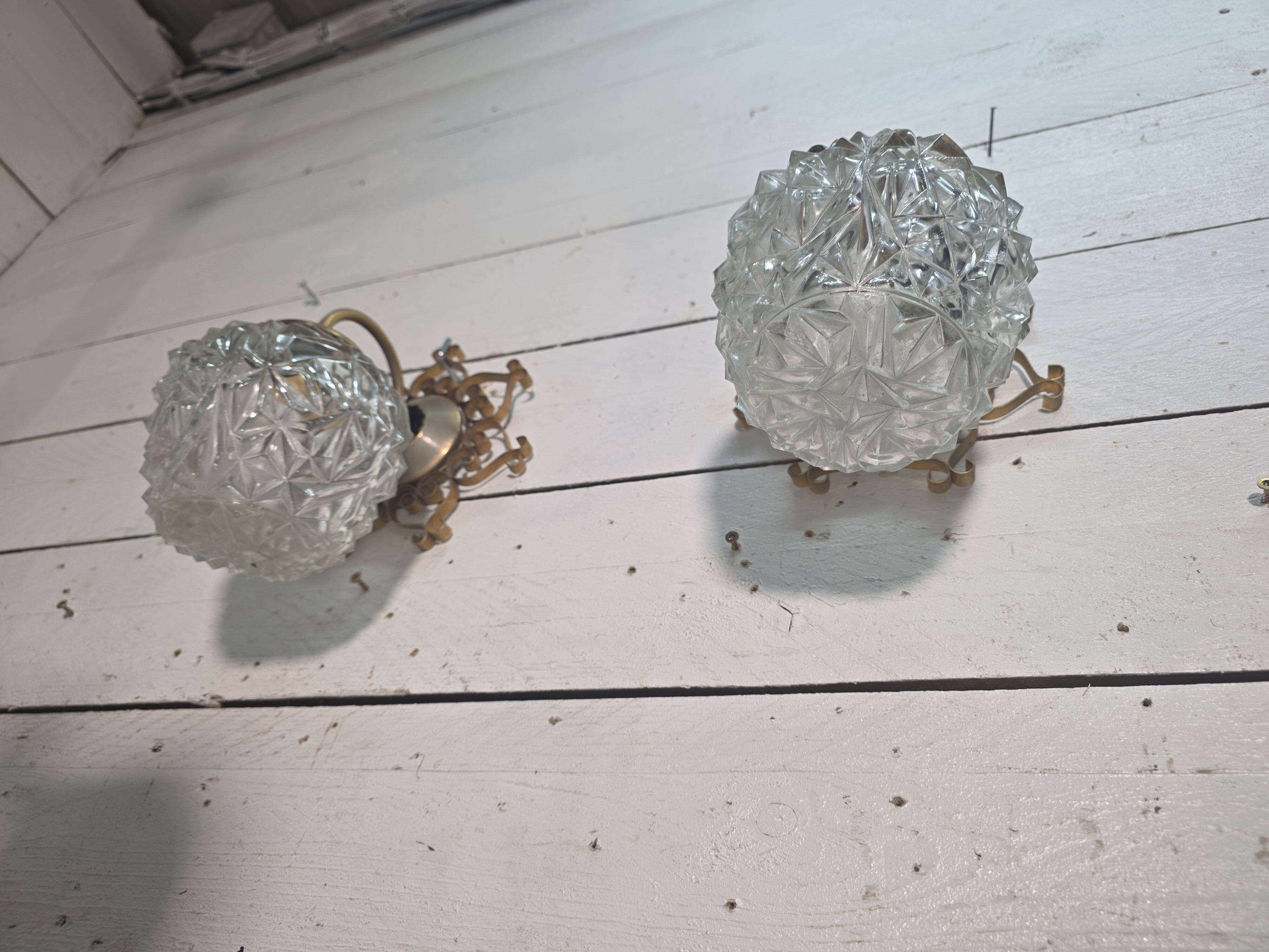 Paire d'appliques vintage en fer forgé doré des années 60/70