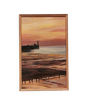 Tableau , huile hsp signée accl . paysage bord de mer , couché de soleil