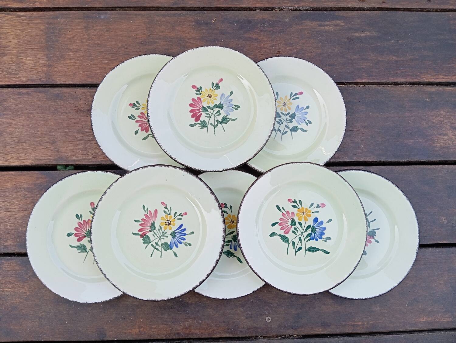 8 dessert plates with flower decoration, Anjou model from Niderviller