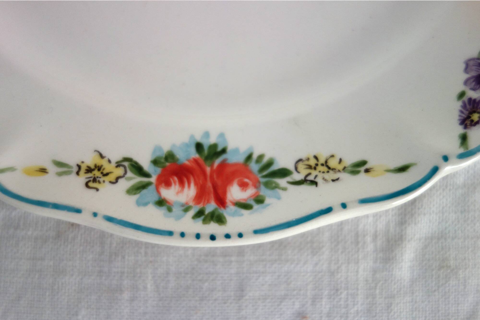 6 assiettes à dessert vintage décor main Villeroy & Boch