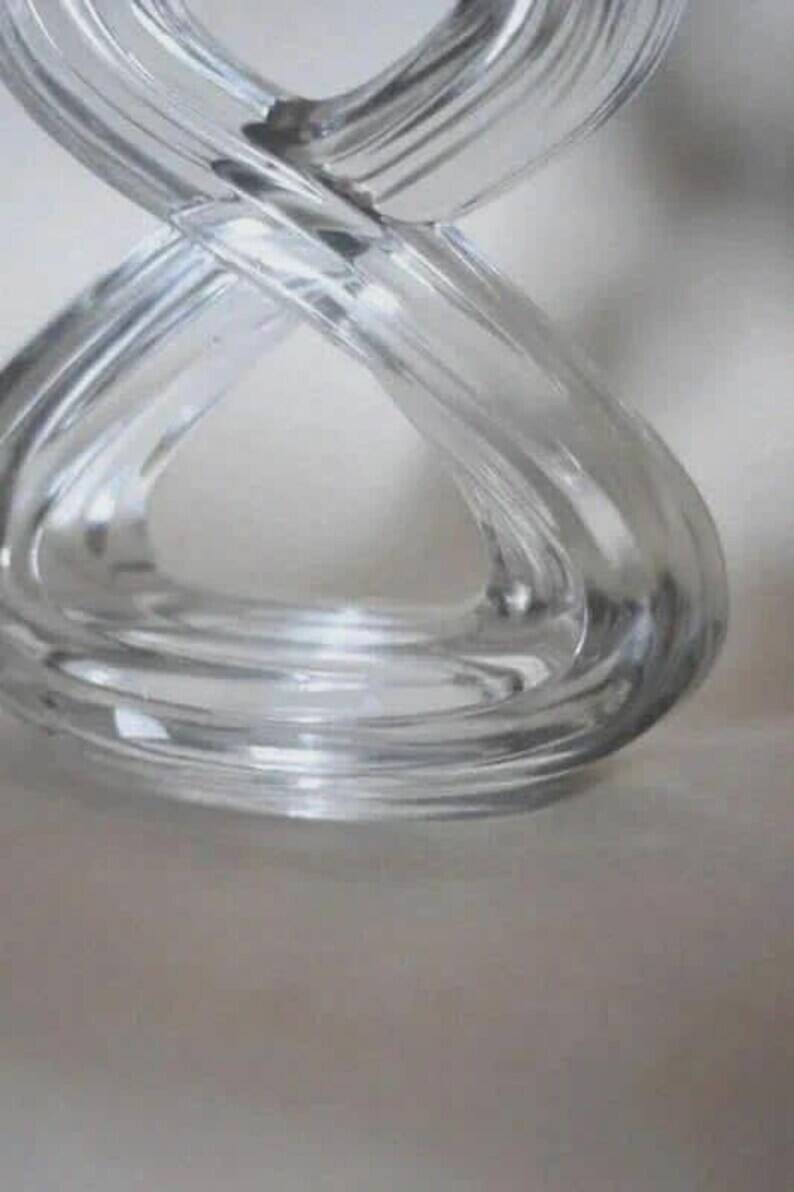 Vintage crystal candlestick from Vannes - Stamped French glass chandelier - Table candle holder from the 20th-century table art collection.