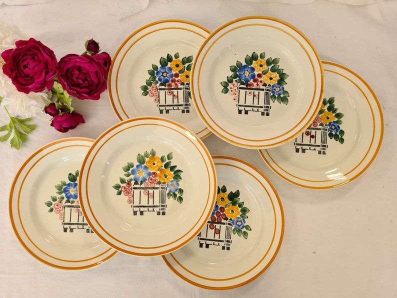 Set of 6 plates manufactured French HBCM