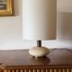 Travertine & brass table lamp base, Italy 1970s