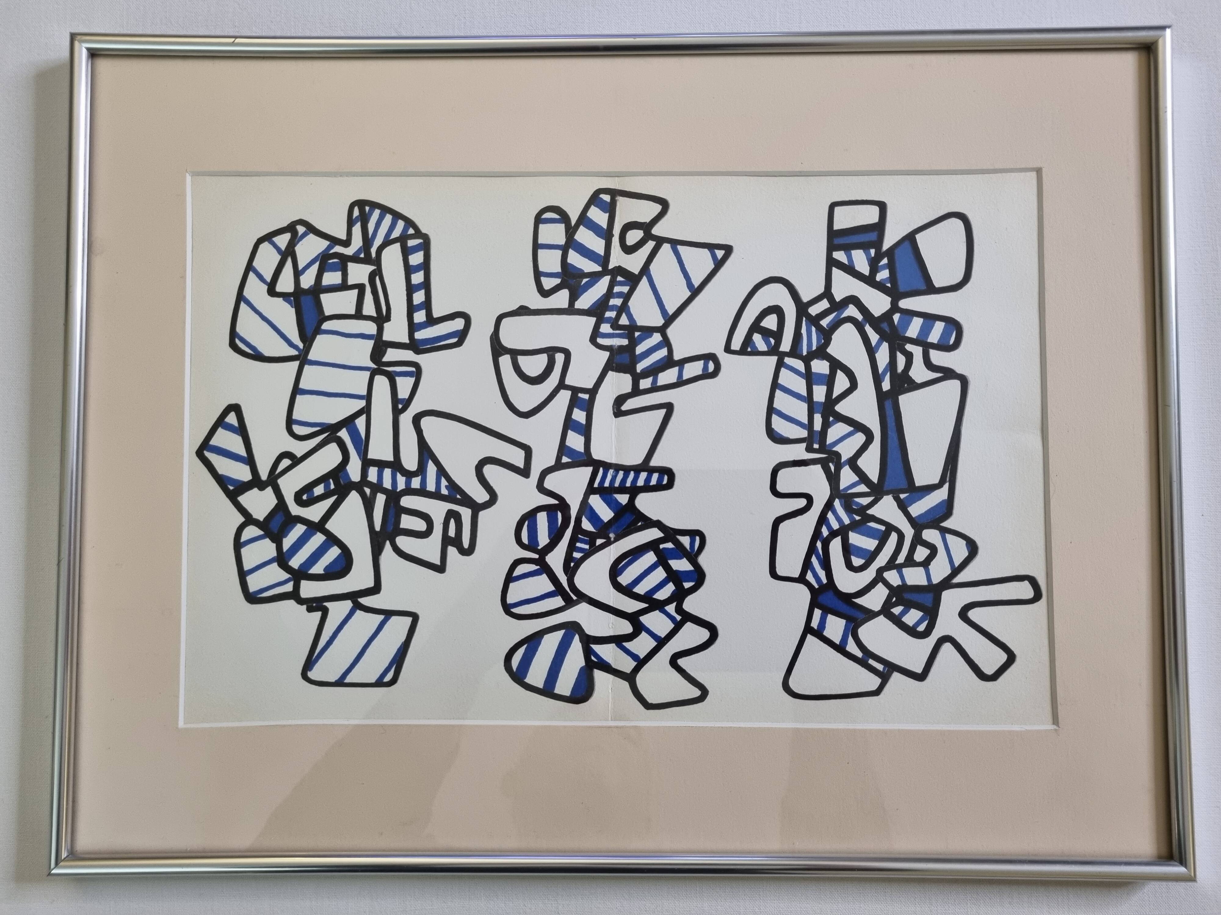 Screenprint after Jean Dubuffet framed under glass 41 cm by 31 cm