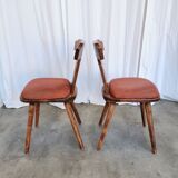 Ensemble de 2 chaises de salle à manger vintage tyroliennes en bois, style ferme autrichienne alpine