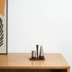 Danish salt and pepper set in wood and steel with tray, 1970s
