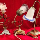 brass and pewter floral lamp 1900 art nouveau murano tulip 37x16