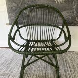 Green rattan armchair