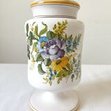Apothecary pot Rhubarbe signed Lallier earthenware of art of Moustiers