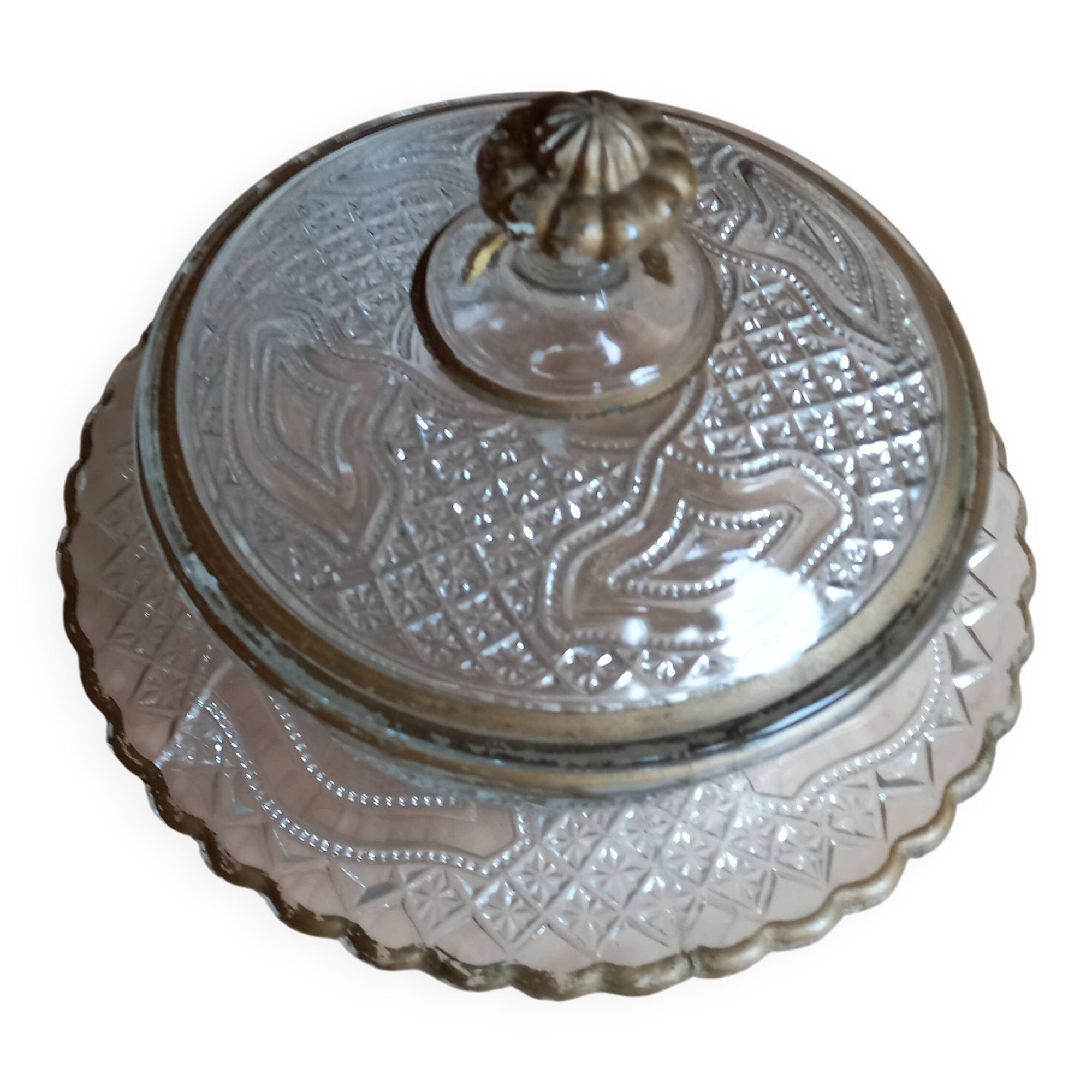 antique glass bowl with lid