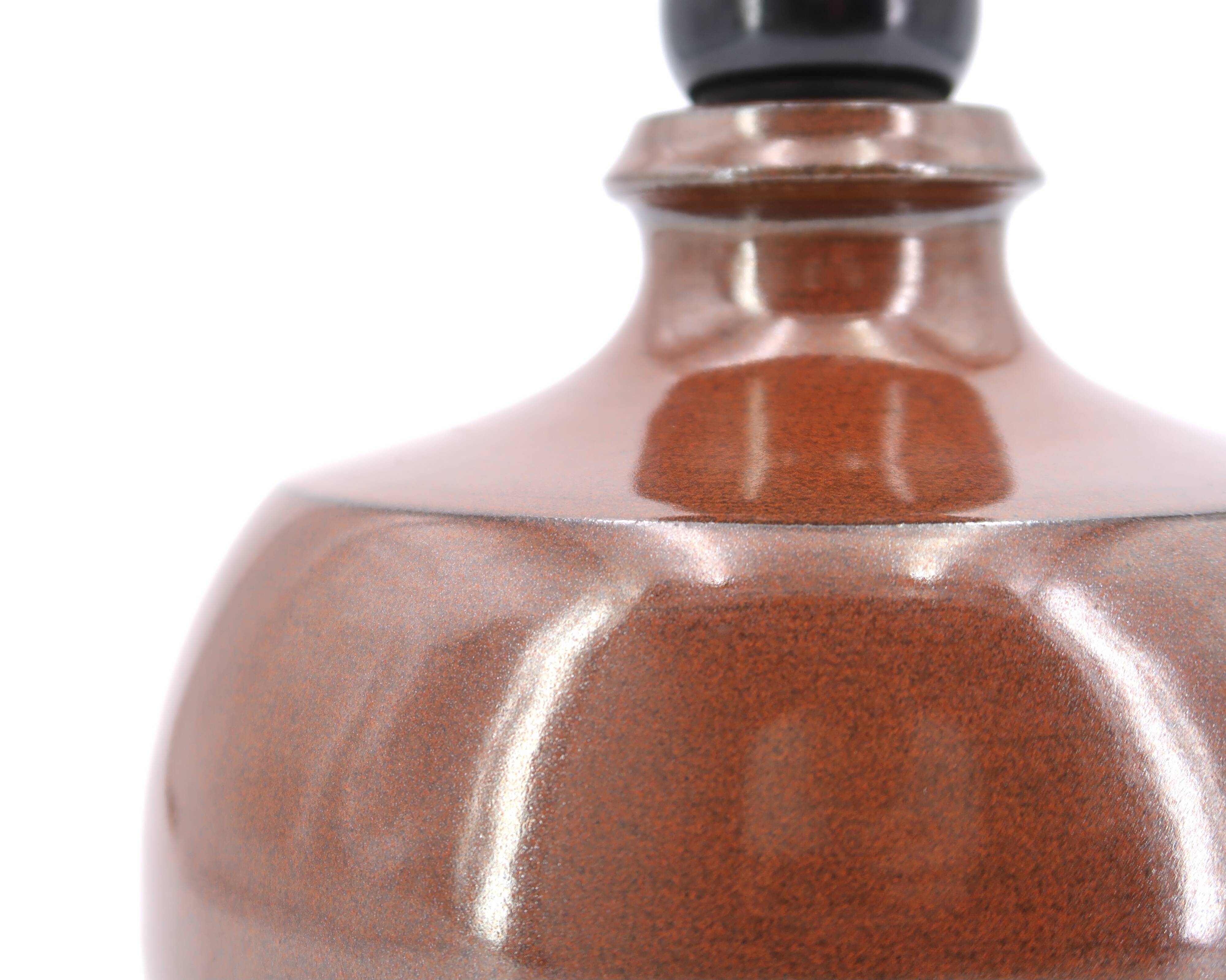 Burgundy brown ceramic lamp Sncf Mardandises