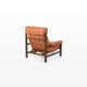 Fauteuil brutaliste et pouf en cuir de cognac, années 1970