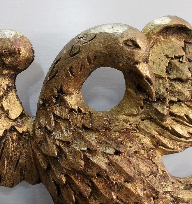 Ancient golden wood witch mirror - late 19th century