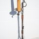 Wrought iron floor lamp Ryckaert JP, Wrought iron and leather floor lamp, living room lamp, 60's