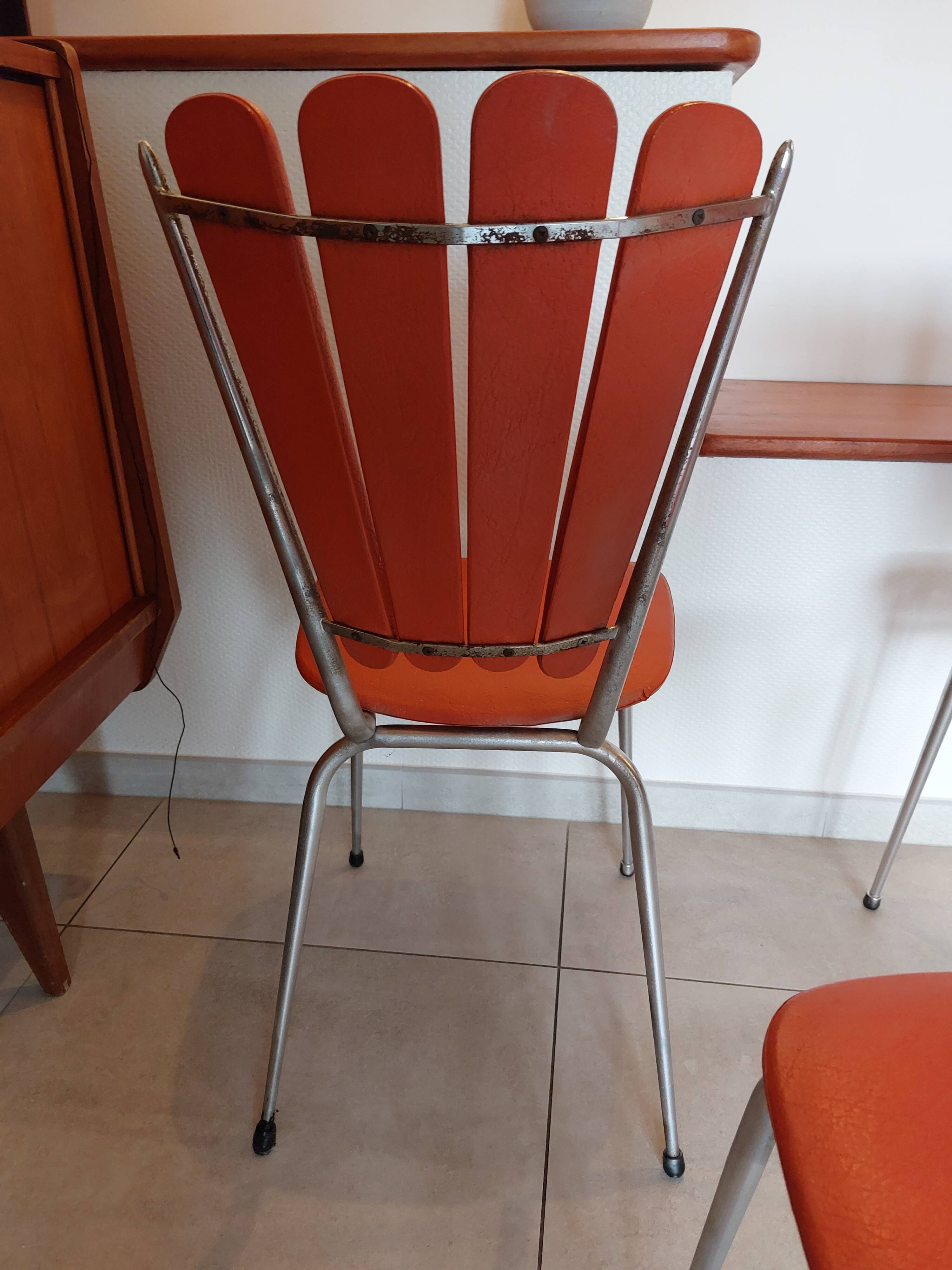 4 orange petal chairs, vintage
