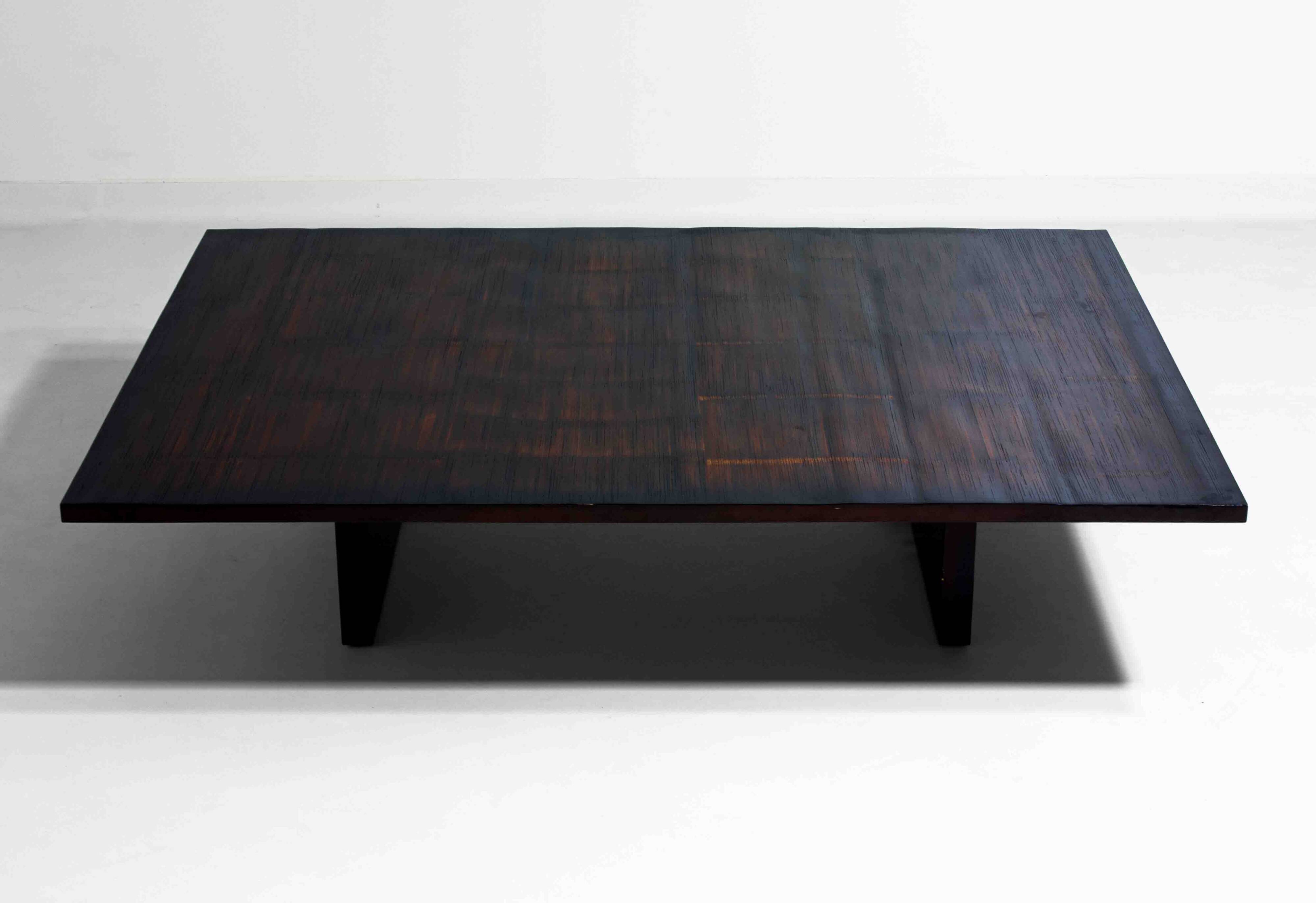 Large bamboo & wengé coffee table by Axel Vervoordt, 1980s