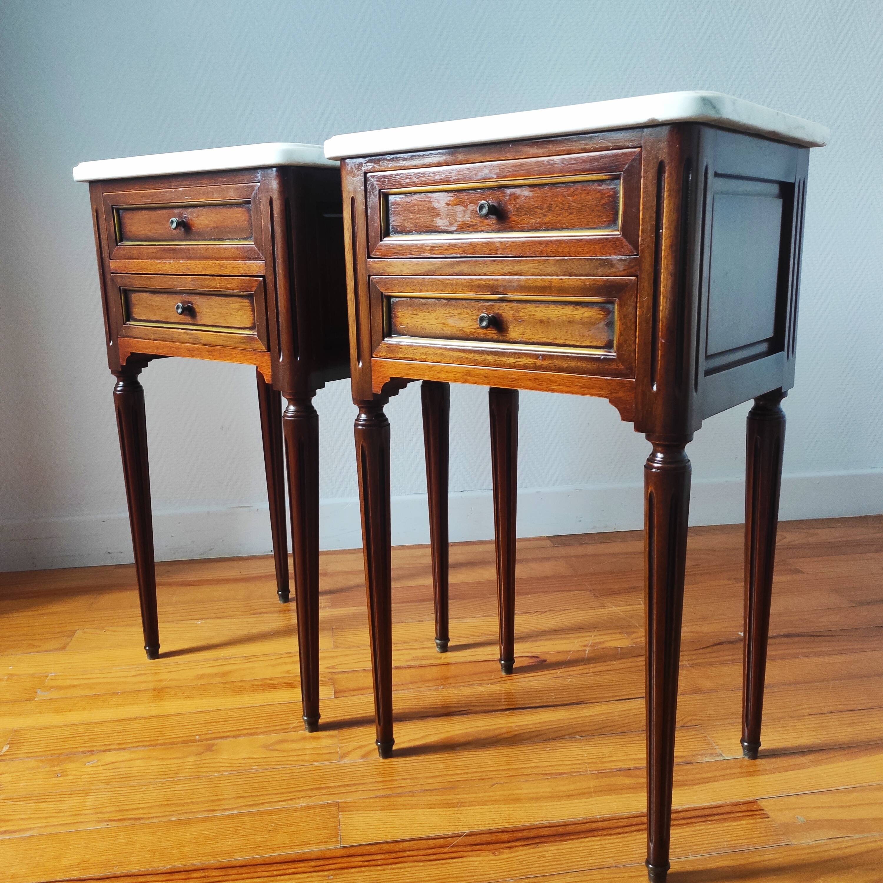 Pair of Louis XVI style bedside tables