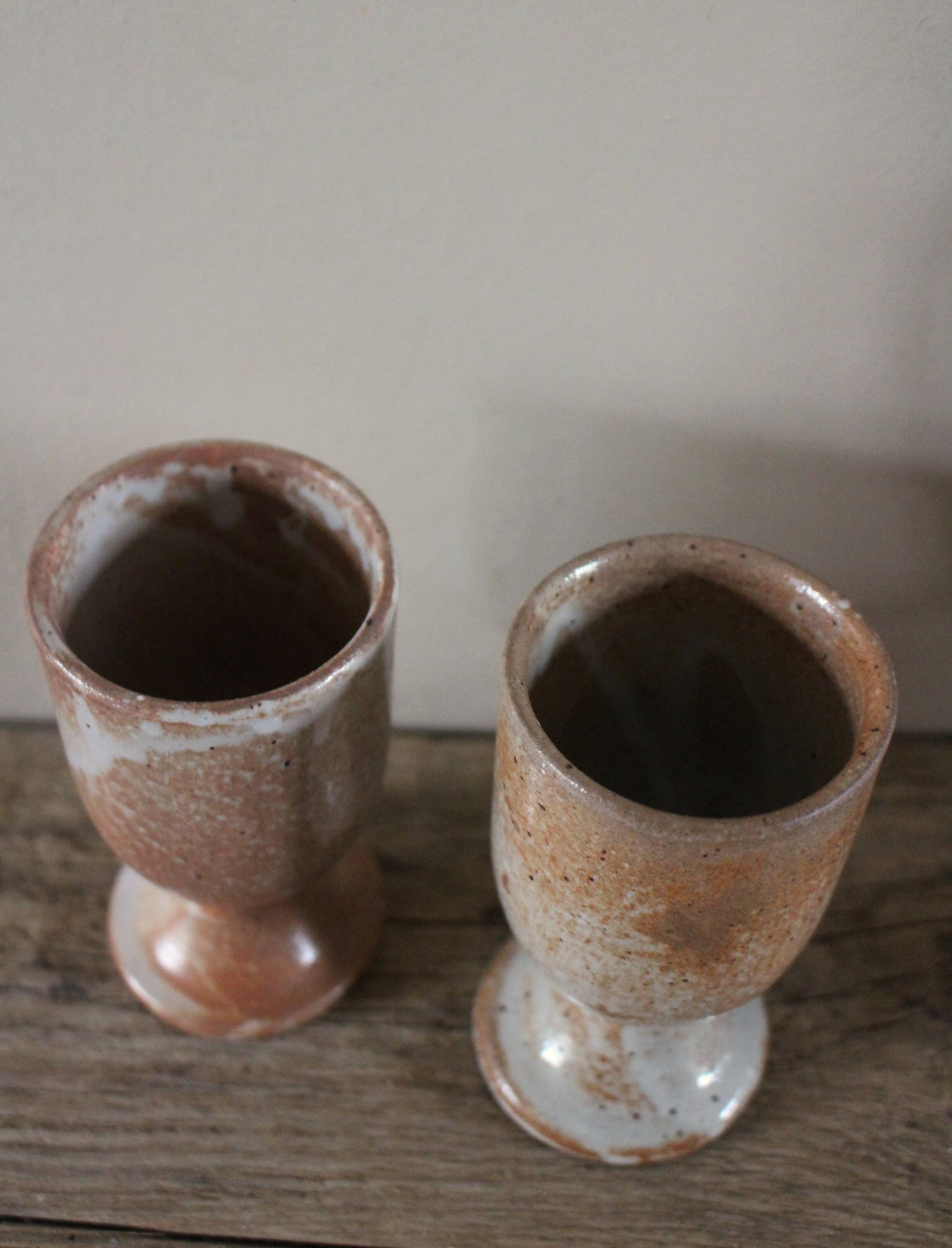 Lot 2 mazagrans grès vintage marbré