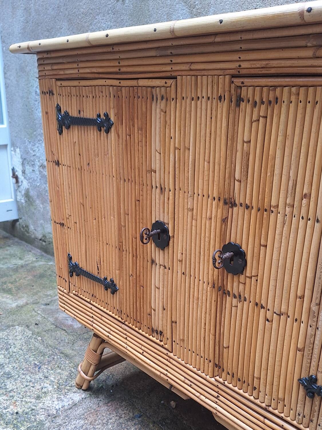Rattan sideboard attributed to Audoux Minet