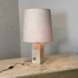Mid Century Modernist Brutalist Italian Travertine table lamp, 1960s