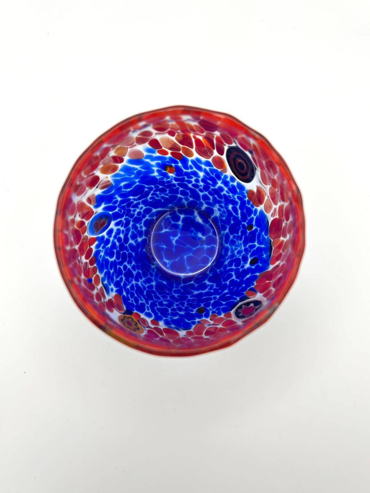 Set of 6 blown glass glasses with Effetre Murano murrine.
