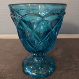 Turquoise molded glass foot glass
