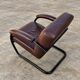 2 x dark brown / bordeaux red / weighty leather club chairs / 1980s