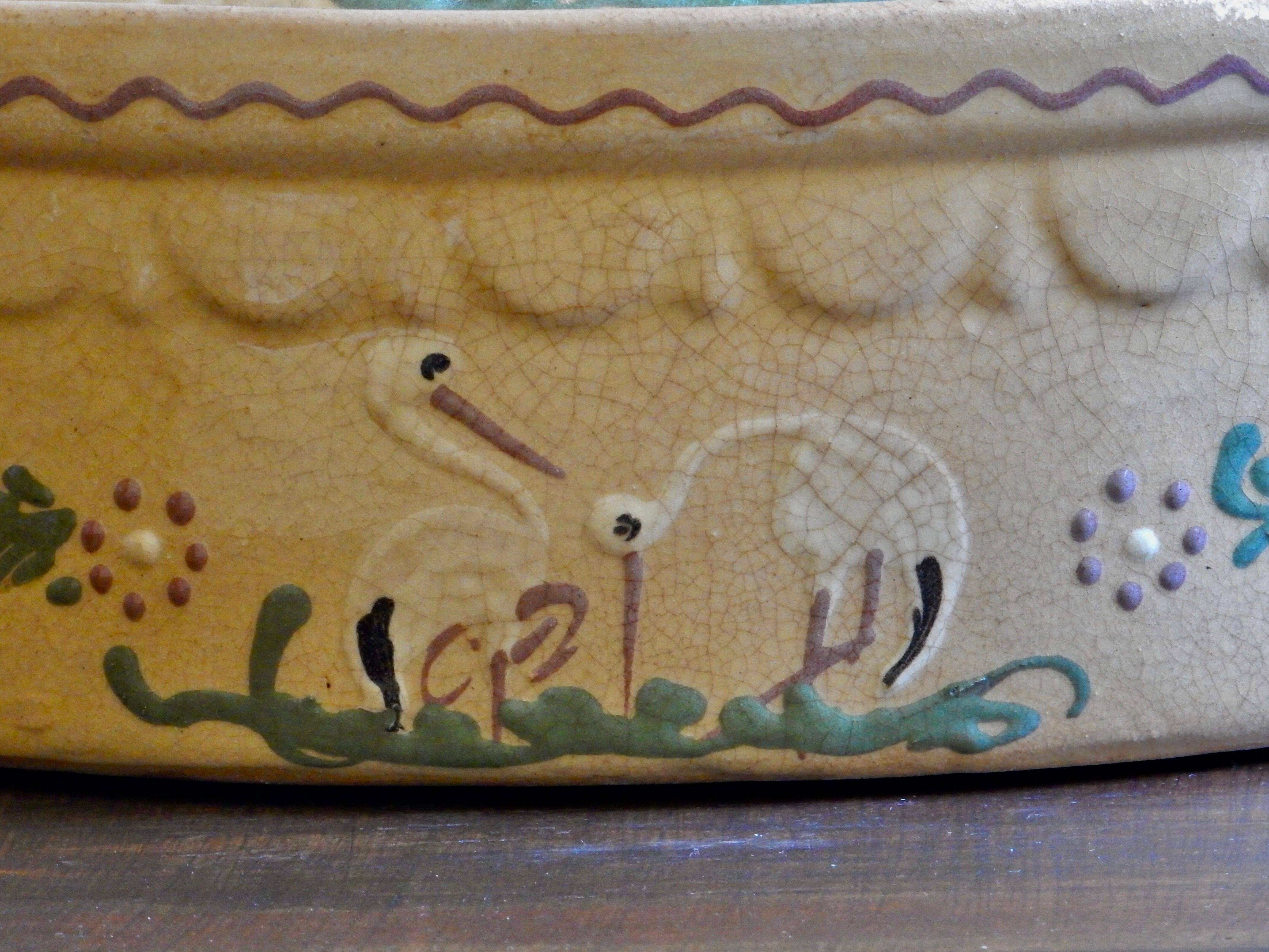 Large Alsatian terrine in ochre terracotta
