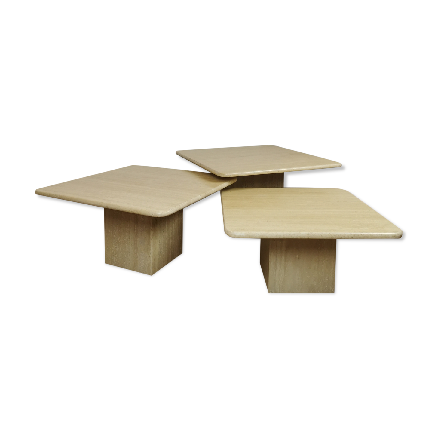 Side tables in travertine 70s