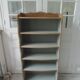 Small vintage bookcase, 5 fixed shelves, interior sublimated in verdigris, waxed finish.