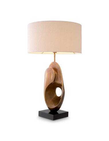 Pair of patinated brass table lamps with black granite base.