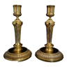 Pair of Louis XVI torches in gilded bronze