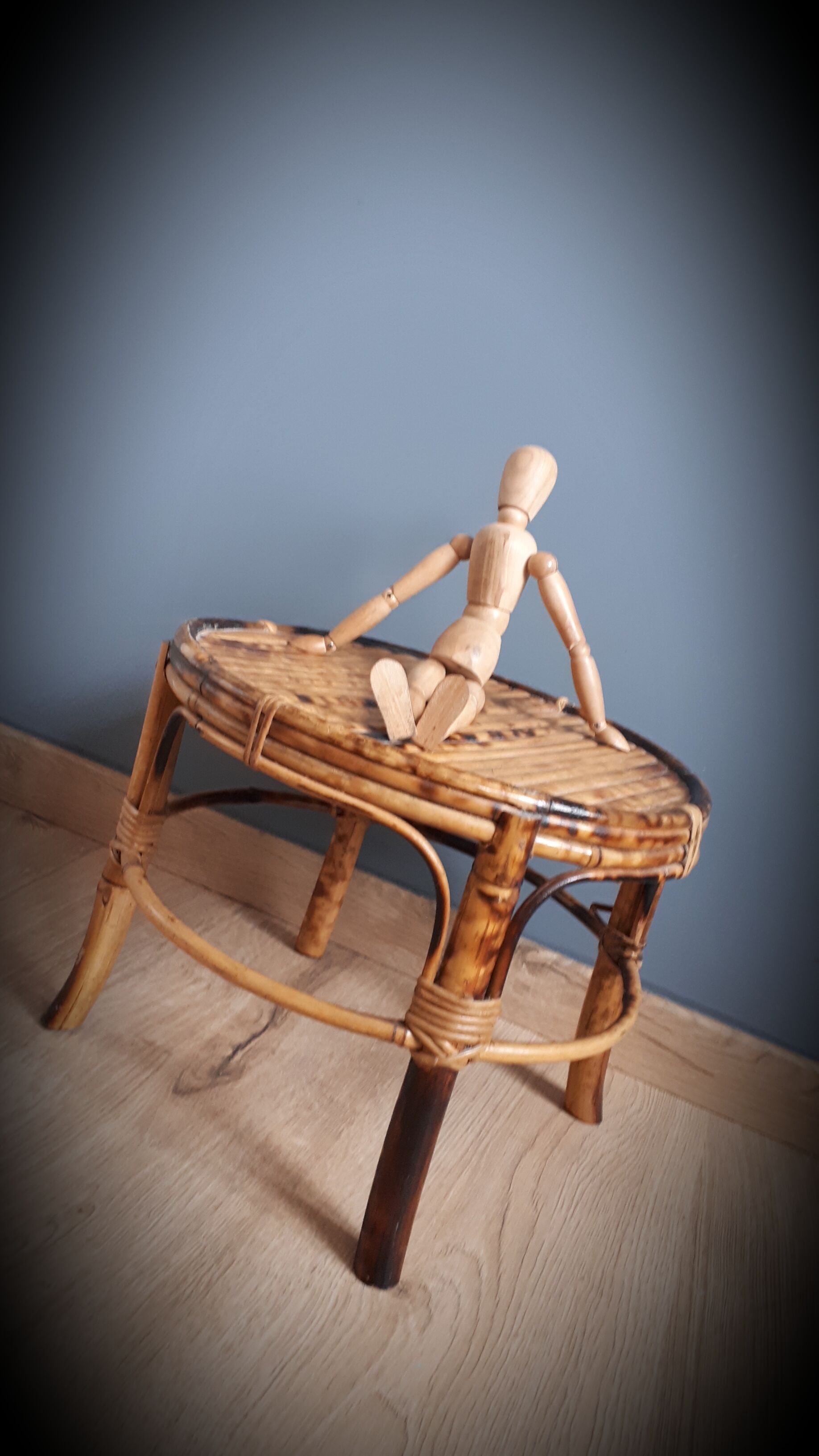 Bamboo stool under plant