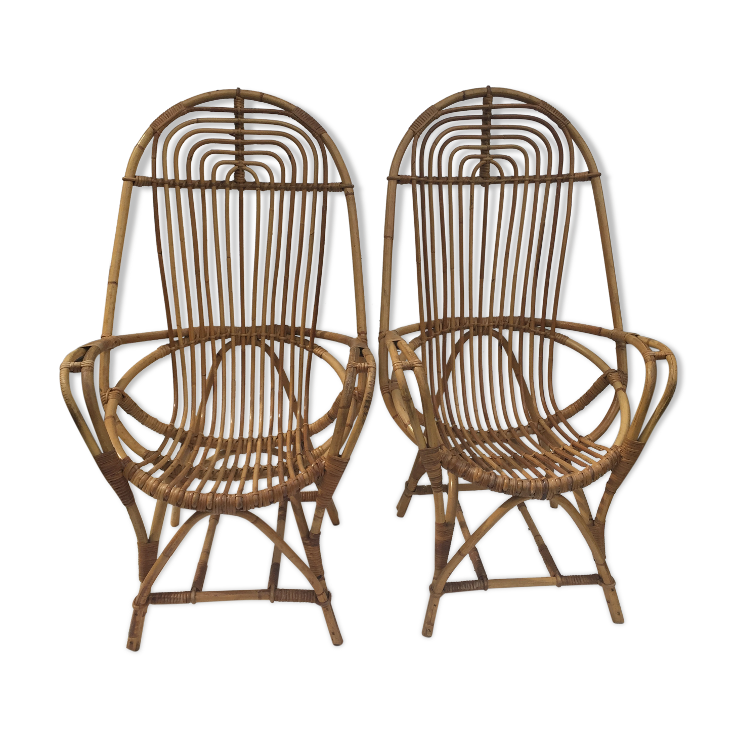 Pair of rattan armchairs